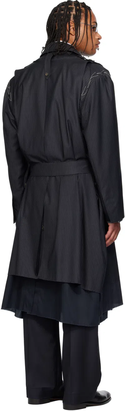 Sonia Carrasco Gray Deconstructed Trench Coat In Blue