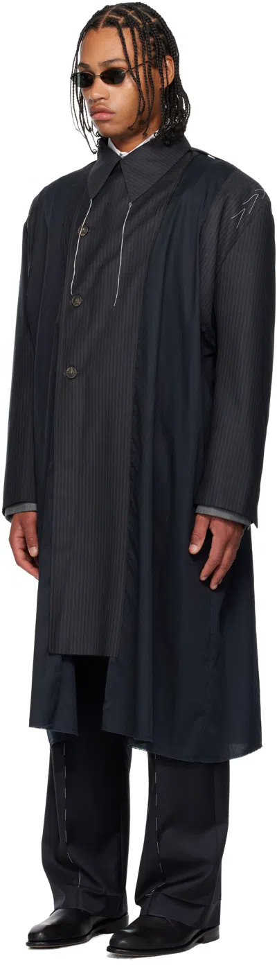 Sonia Carrasco Gray Deconstructed Trench Coat In Blue