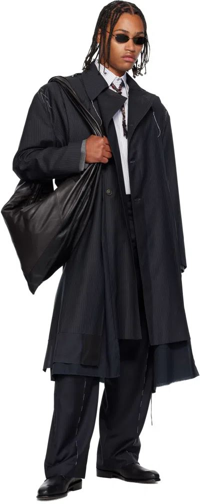 Sonia Carrasco Gray Deconstructed Trench Coat In Blue