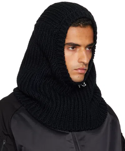 Y-3 Black Knitted Hood Balaclava In Black