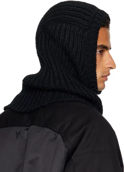 Y-3 Black Knitted Hood Balaclava In Black