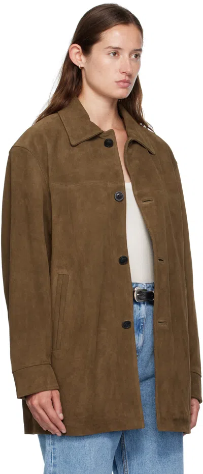 Coor Brown Suede Car Jacket In Brown