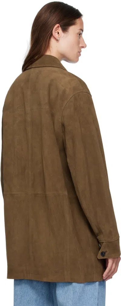 Coor Brown Suede Car Jacket In Brown