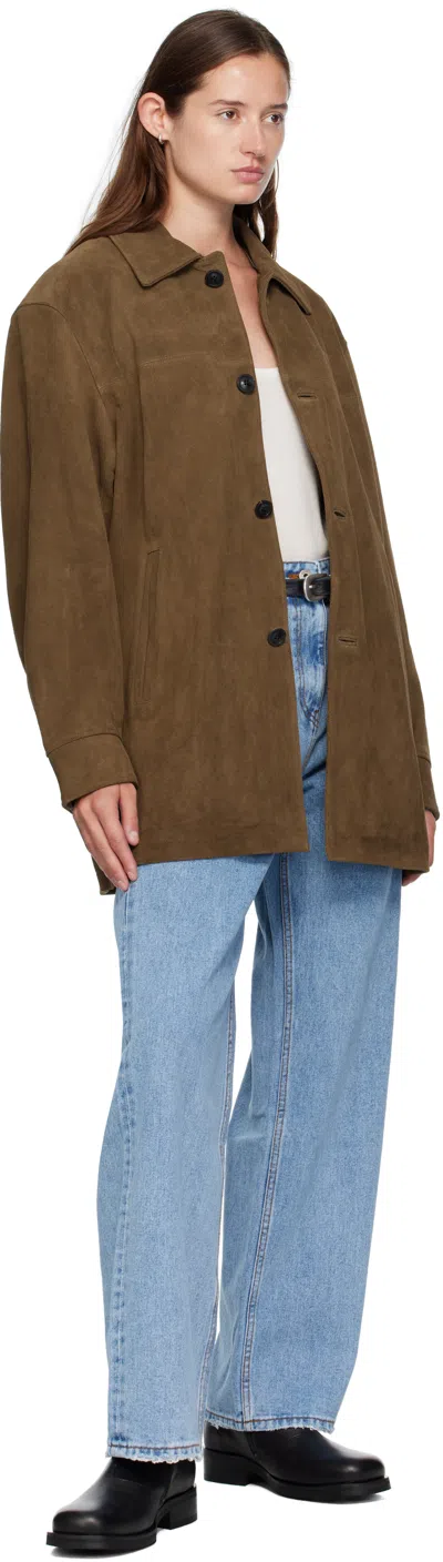 Coor Brown Suede Car Jacket In Brown