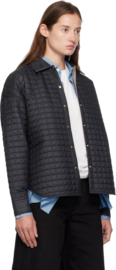 Moncler Black Quilted Shirt Jacket In Black