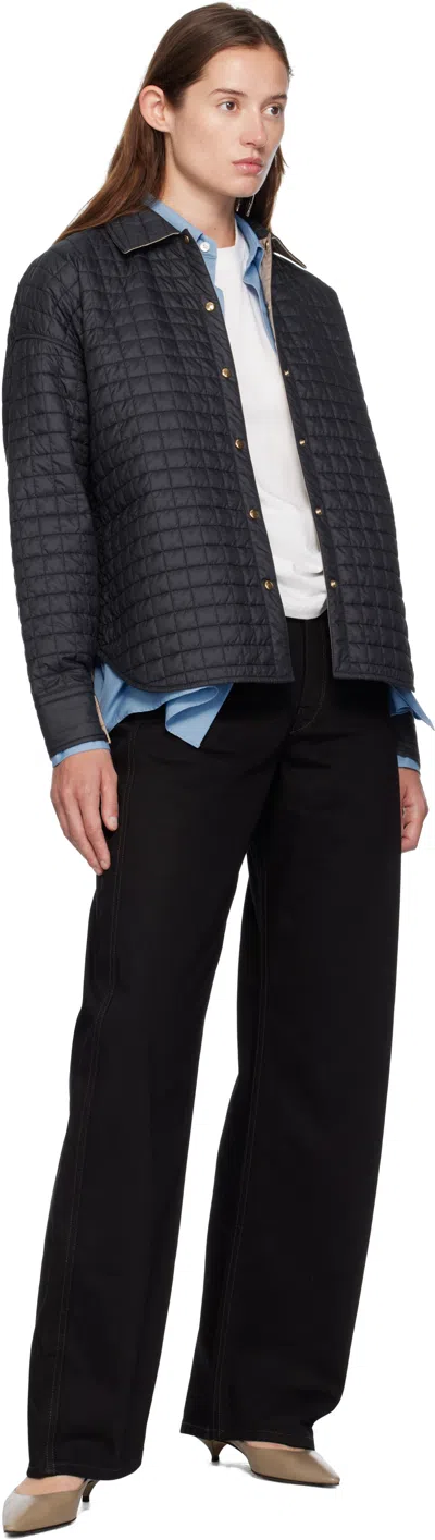 Moncler Black Quilted Shirt Jacket In Black