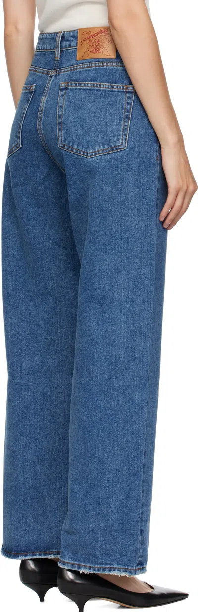 Coor Blue Relaxed Washed Jeans In Blue