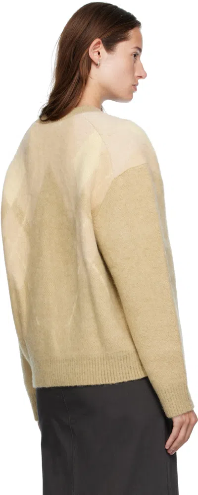 Coor Beige Hairy Mixed Argyle Cardigan In Yellow