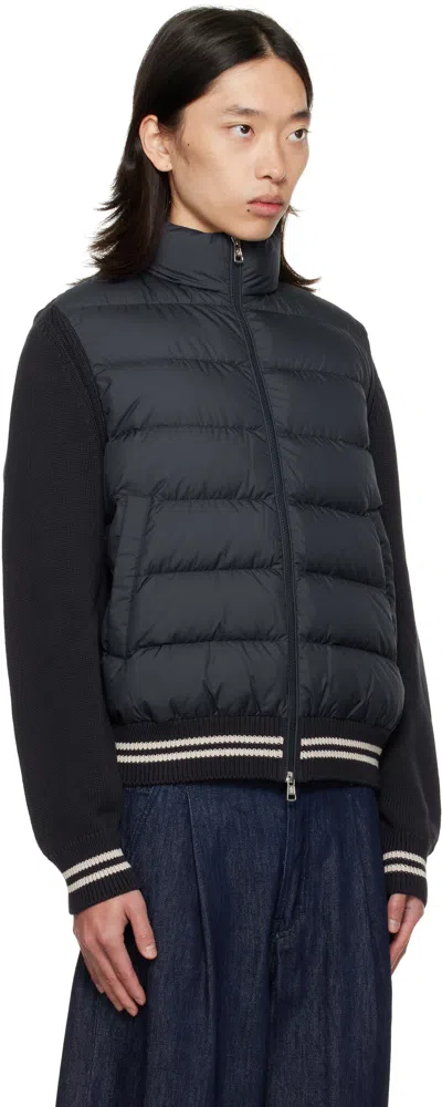 Moncler Long Sleeve Cardigan With Full-zip Closure In Black