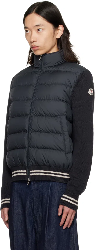 Moncler Long Sleeve Cardigan With Full-zip Closure In Black