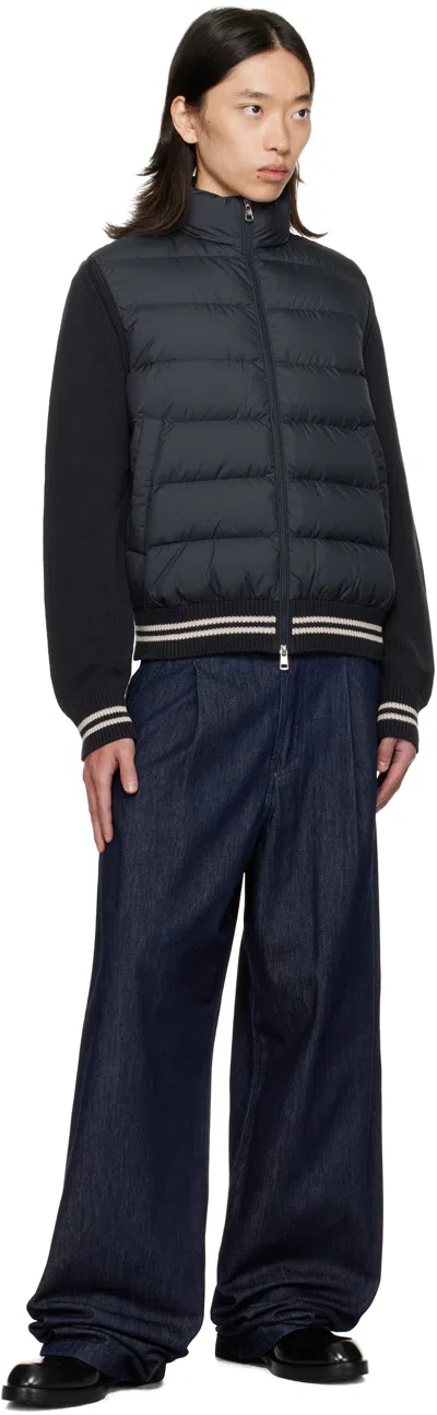 Moncler Long Sleeve Cardigan With Full-zip Closure In Black