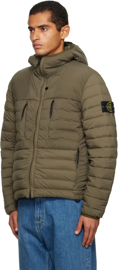Stone Island Khaki 4100020 Seamless Tunnel Nylon Down-tc Jacket In Green