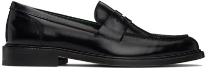 Vinny's Black Leather Townee Penny Loafers In Black