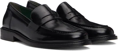 Vinny's Black Leather Townee Penny Loafers In Black