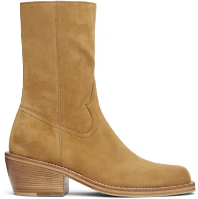 Dries Van Noten Tan Zip Boots In Brown