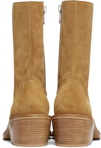 Dries Van Noten Tan Zip Boots In Brown