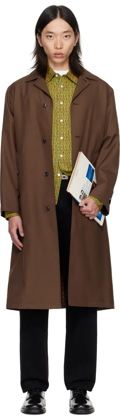 Vowels Brown Split Coat In Brown