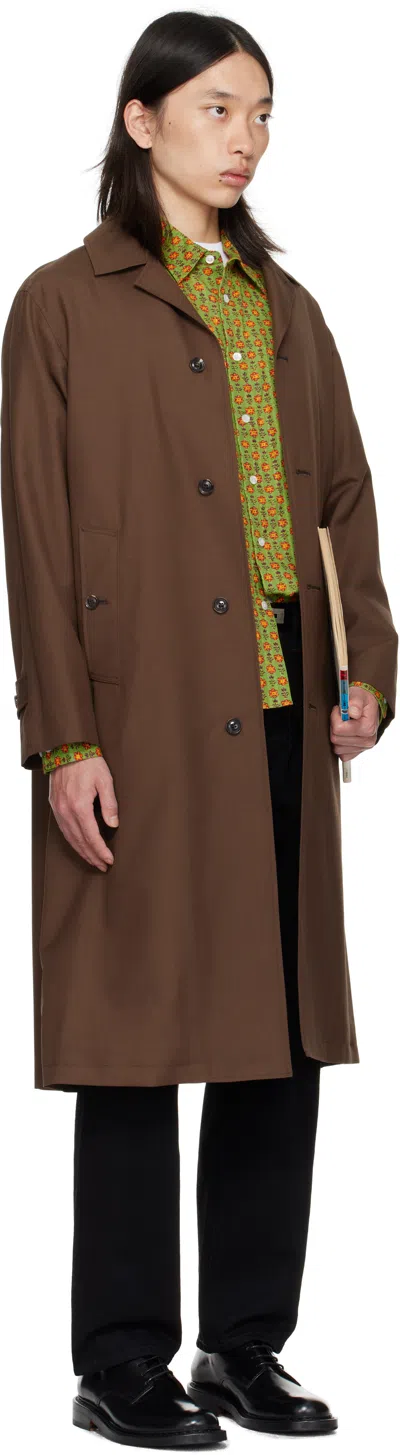 Vowels Brown Split Coat In Brown