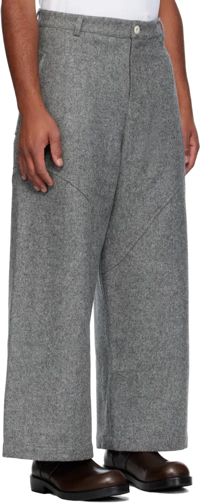 Sage Nation Gray Wool Carpenter Trousers In Gray