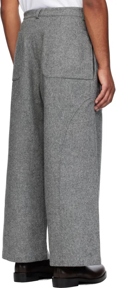 Sage Nation Gray Wool Carpenter Trousers In Gray
