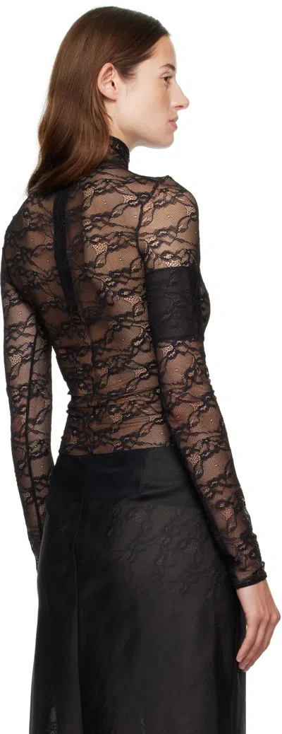 Courrèges Lace Mockneck Top In Black