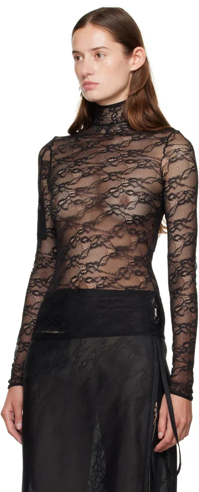 Courrèges Lace Mockneck Top In Black