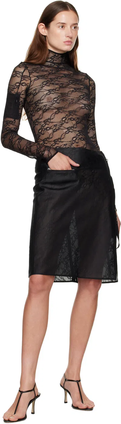 Courrèges Lace Mockneck Top In Black