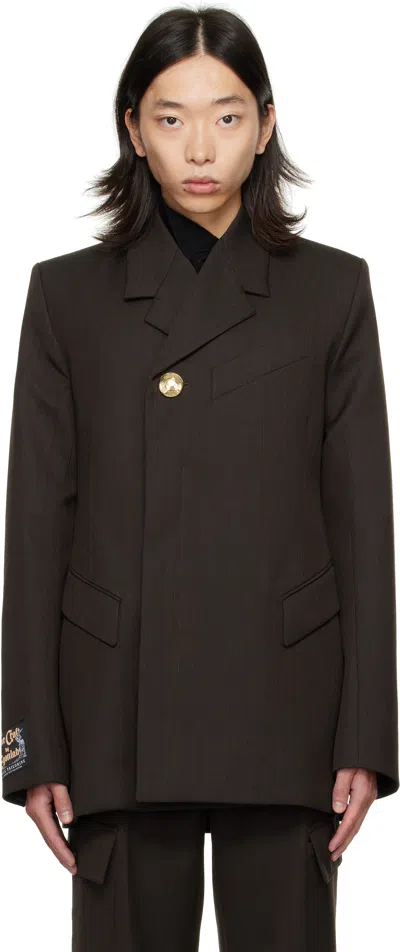 Egonlab Golden Button Fitted Blazer In Brown