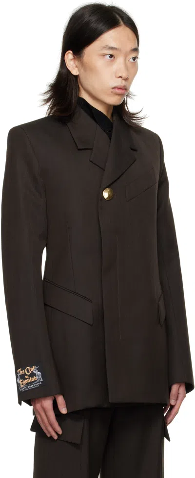 Egonlab Golden Button Fitted Blazer In Brown