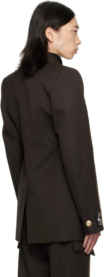 Egonlab Golden Button Fitted Blazer In Brown