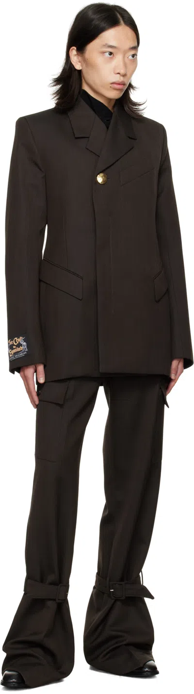 Egonlab Golden Button Fitted Blazer In Brown