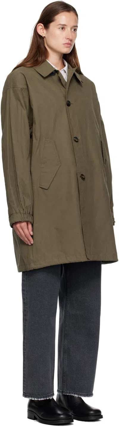 Coor Khaki Waxed Mill Coat In Brown