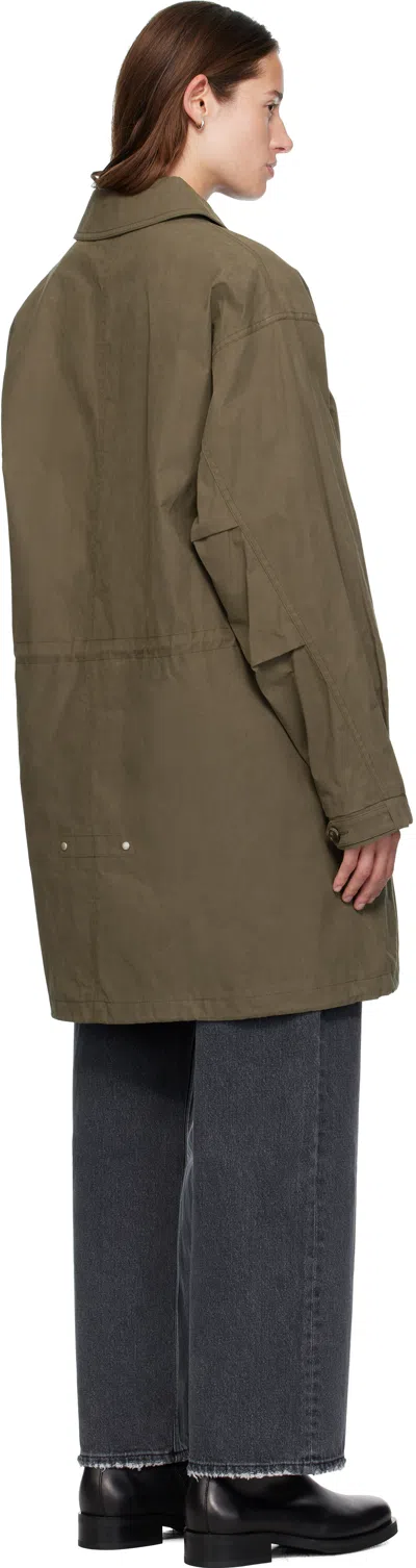 Coor Khaki Waxed Mill Coat In Brown