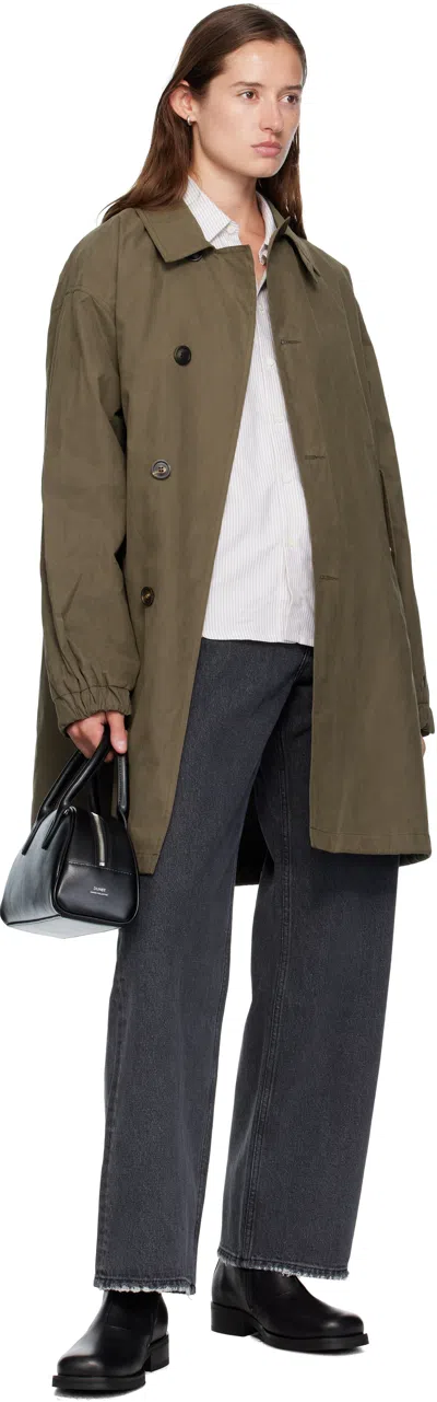 Coor Khaki Waxed Mill Coat In Brown