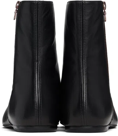 Dries Van Noten Black Leather Sock Boots In Black