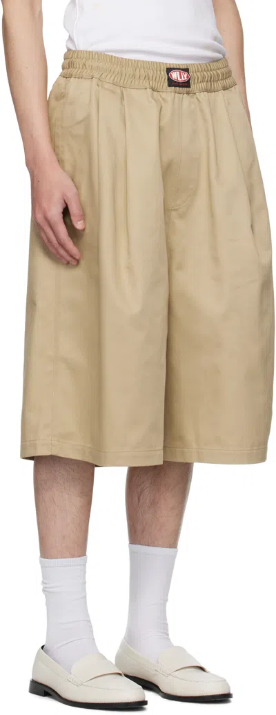 Willy Chavarria Beige Orale Elasticated Shorts In Brown
