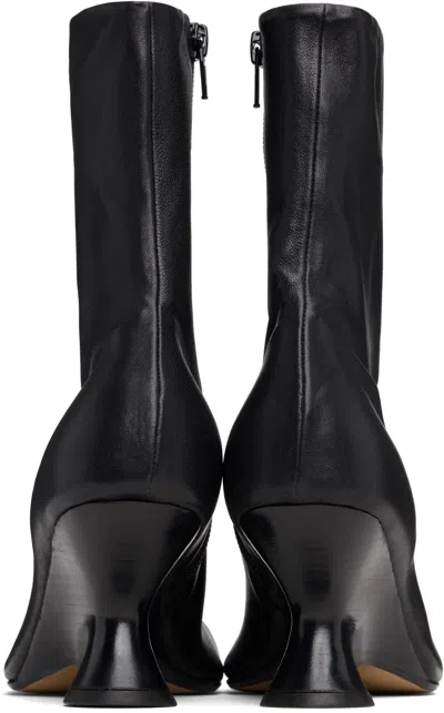 Dries Van Noten Square Toe Wedge Ankle Boots In Black