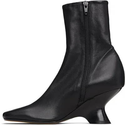 Dries Van Noten Square Toe Wedge Ankle Boots In Black
