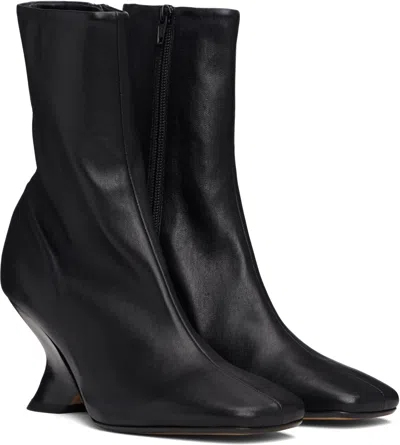 Dries Van Noten Square Toe Wedge Ankle Boots In Black