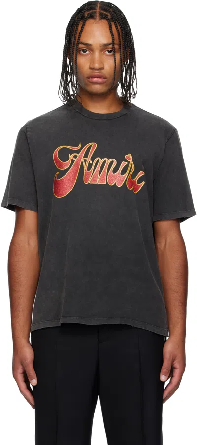Amiri Black Crewneck Logo T-shirt In Black