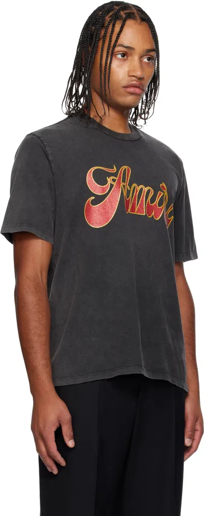 Amiri Black Crewneck Logo T-shirt In Black