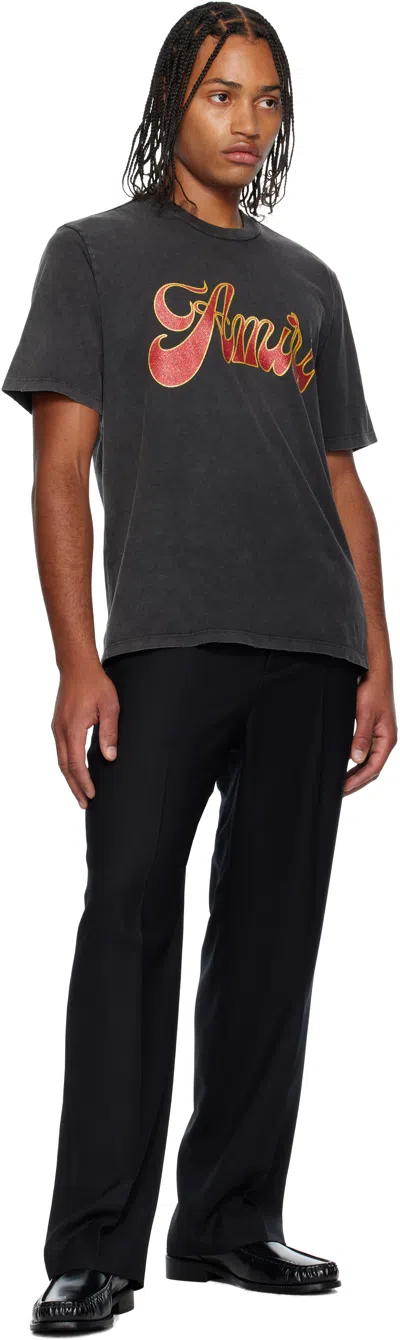 Amiri Black Crewneck Logo T-shirt In Black