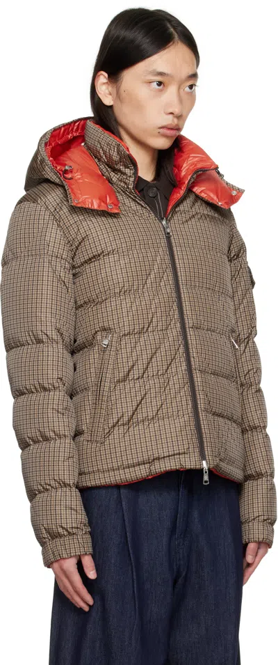 Moncler Jonage Houndstooth Nylon Down Jacket In Gray