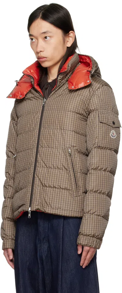 Moncler Jonage Houndstooth Nylon Down Jacket In Gray
