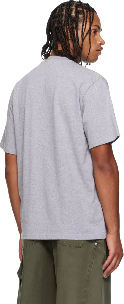 Jw Anderson Grey Crewneck T-shirt With Logo Embroidery On The Front In Gray