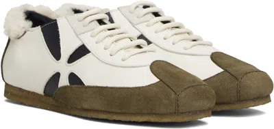 Stefan Cooke Off-white & Khaki Slashed Trainer Sneakers In Multi