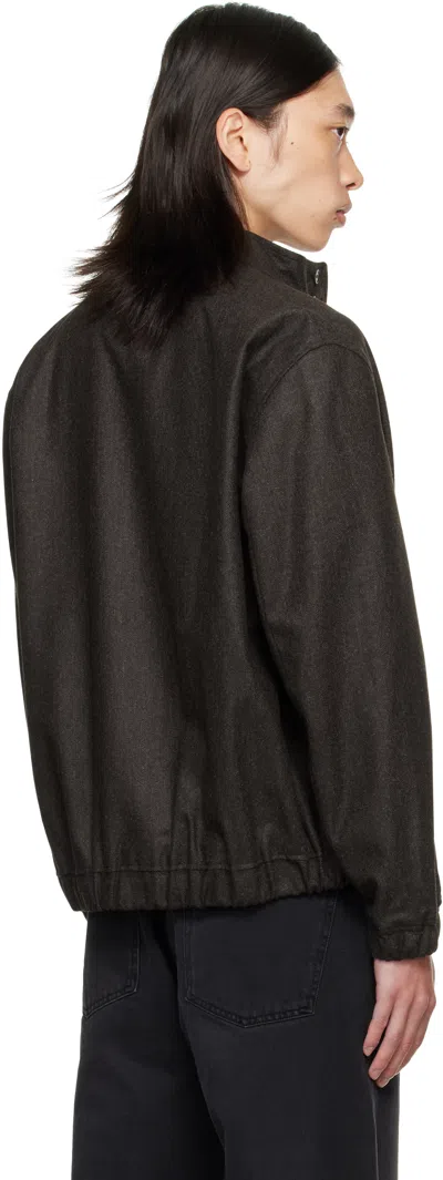 Lacoste Brown Wool Harrington Jacket In Brown