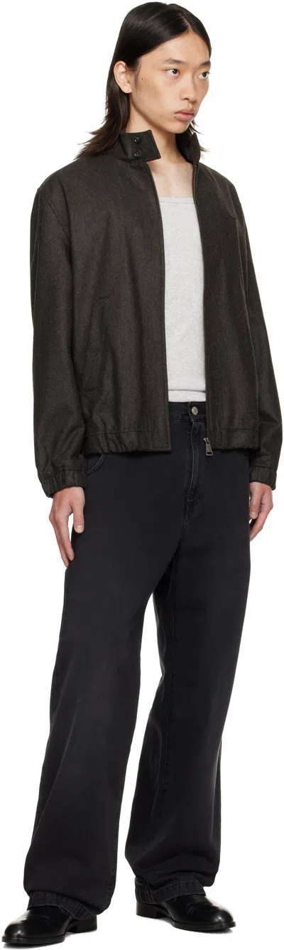 Lacoste Brown Wool Harrington Jacket In Brown