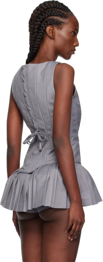 Pushbutton Gray Sleeveless Bustier Top In Gray
