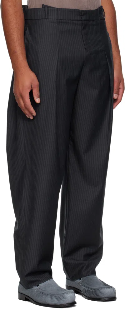 Sonia Carrasco Gray Pleated Trousers In Black